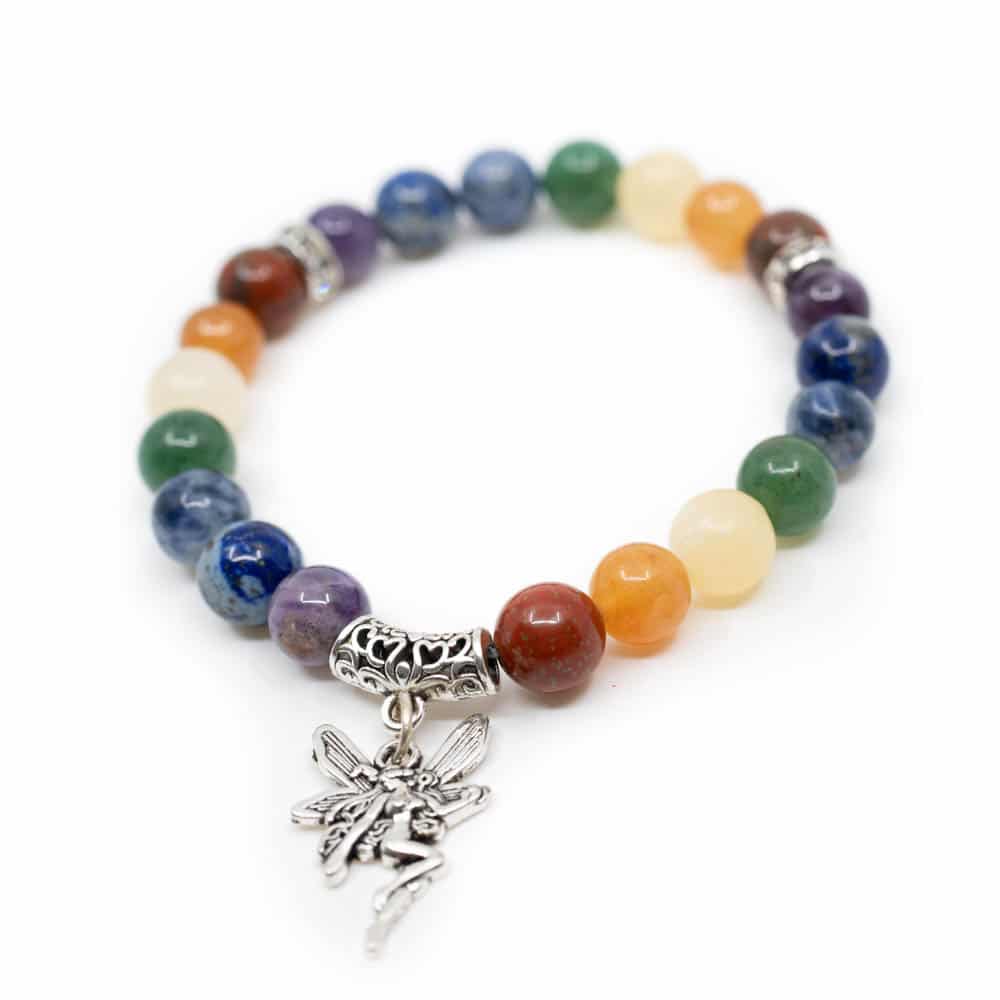 7 Chakra Edelstein Armband Elastisch mit Elf unter Schmuck - Edelstein-Armb?nder - Charm Armb?nder - Schmuck - Chakra-Schmuck - Chakra-Armb?nder