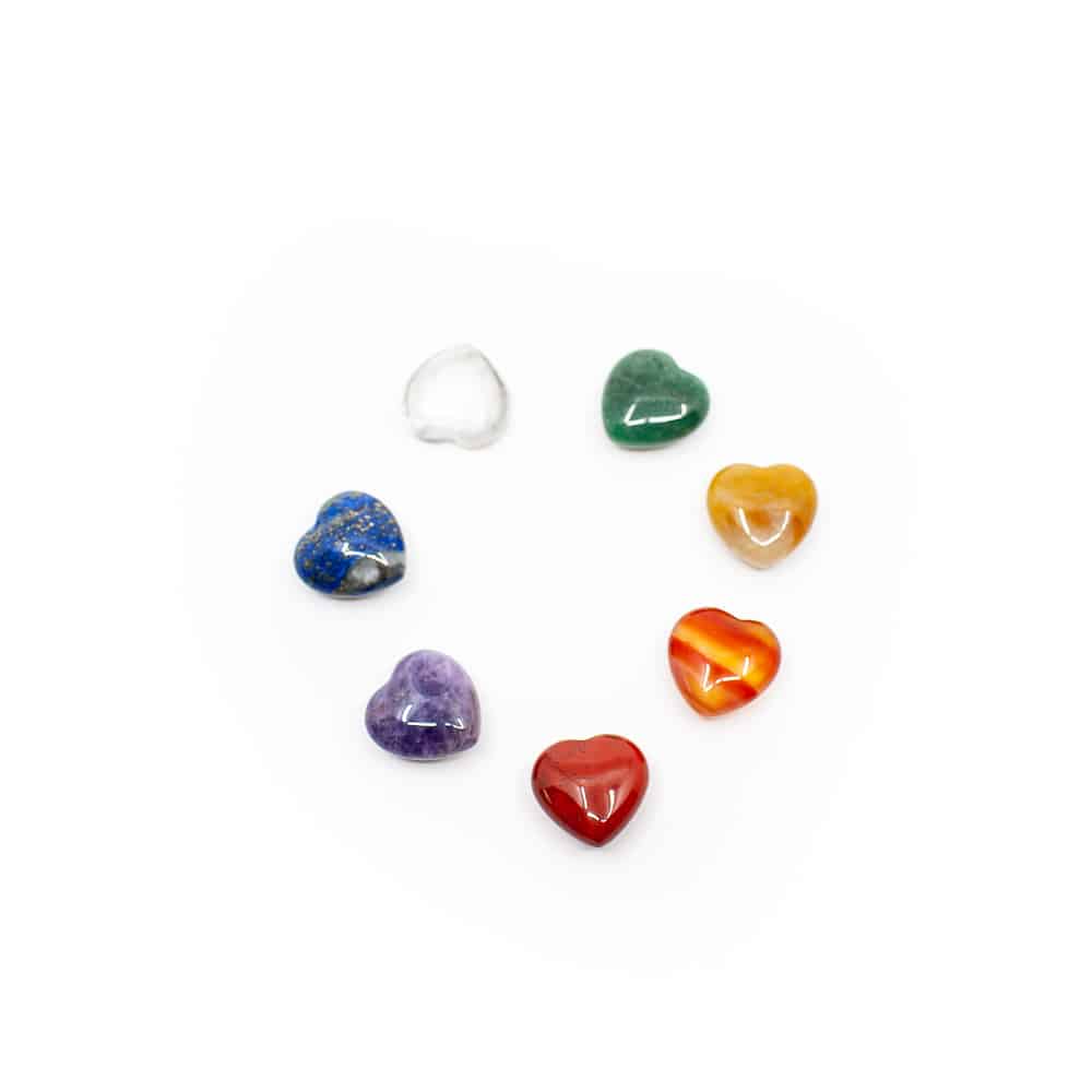 7 Chakra Edelstein Herzen Set