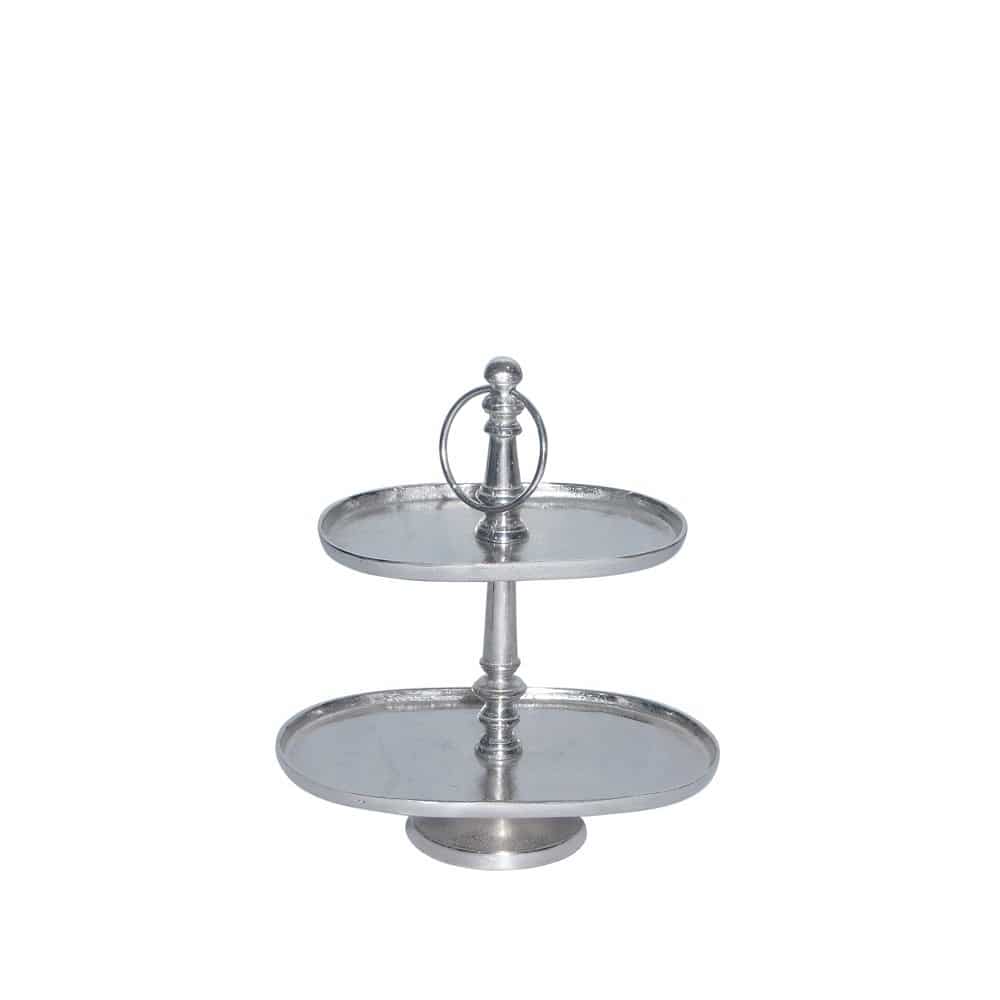 Aluminium K-chen Etagere Oval - 2-st-ckig - 34 cm