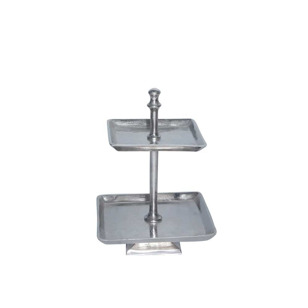 Aluminium K-chen Etagere quadratisch - 2-st-ckig - 34 cm