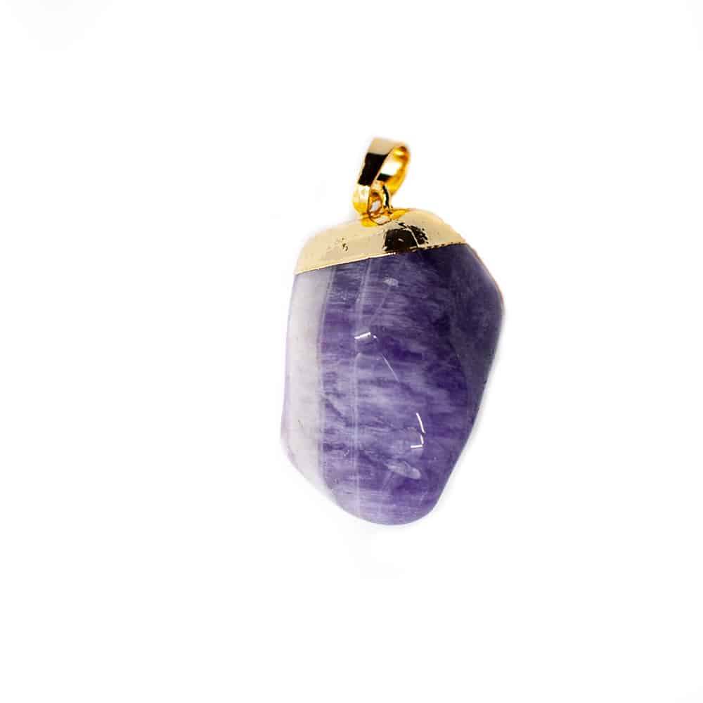 Amethyst Trommelstein-Anh-nger Goldfarben unter Schmuck - Edelstein-Anh?nger - Polierte Anh?nger - Schmuck - Edelstein-Anh?nger - Tropfen Anh?nger