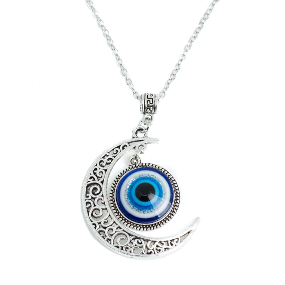 Amulett B-ser Blick mit Mond Silber