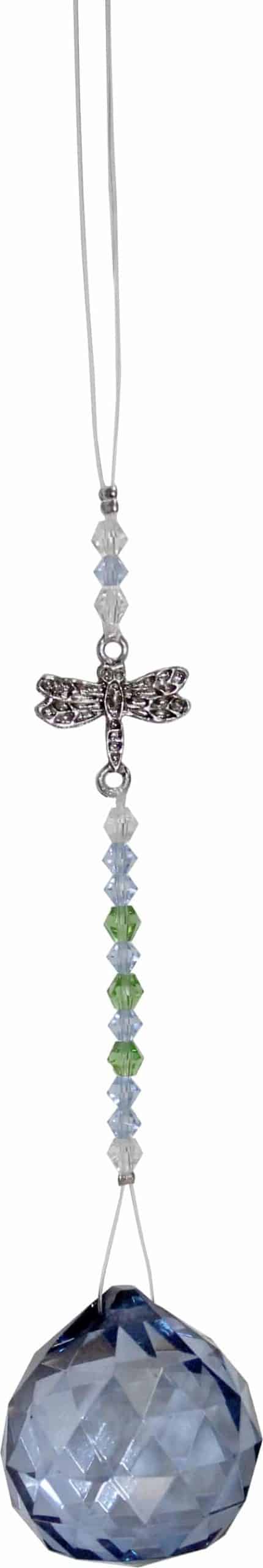 Anh-nger Crystal Geschliffenes Glas mit Perlen und Libelle - Hellblau