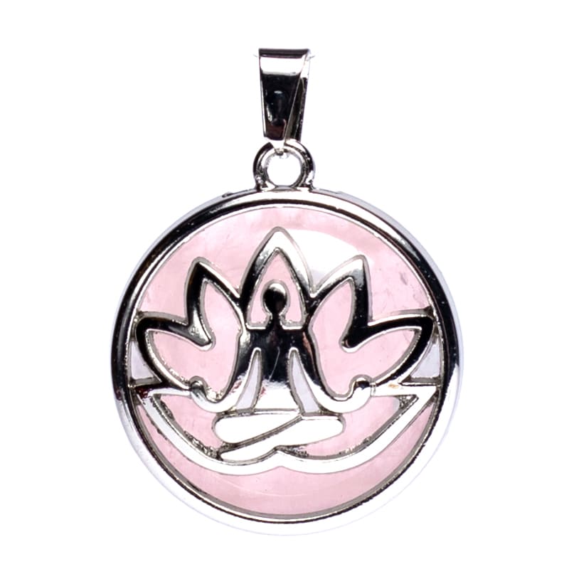 Anh-nger Meditation Lotus mit Rosenquarz (3 cm) unter Schmuck - Lotusschmuck - Lotus Anh?nger - Schmuck - Edelstein-Anh?nger