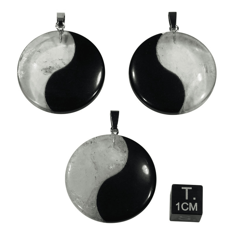 Anh-nger Yin Yang Obsidian Bergkristall (3 cm)