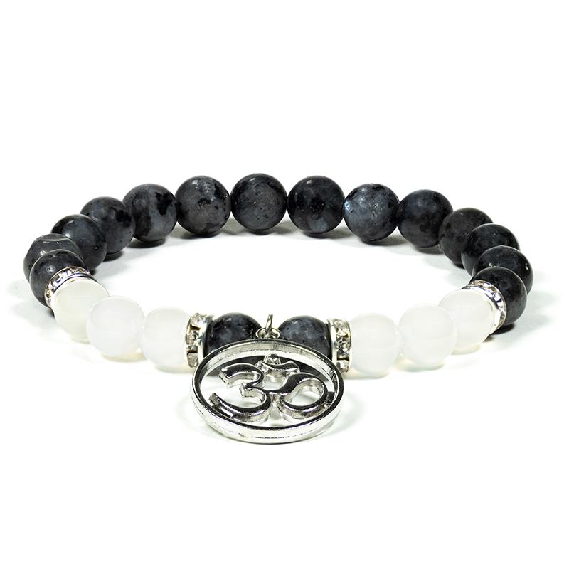 Armband Labradorie-Wei-er Achat mit Ohm