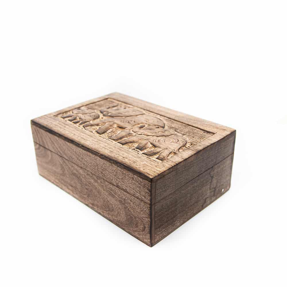 Aufbewahrungsbox Elefanten aus nachhaltigem Holz Handgefertigt (25 cm)