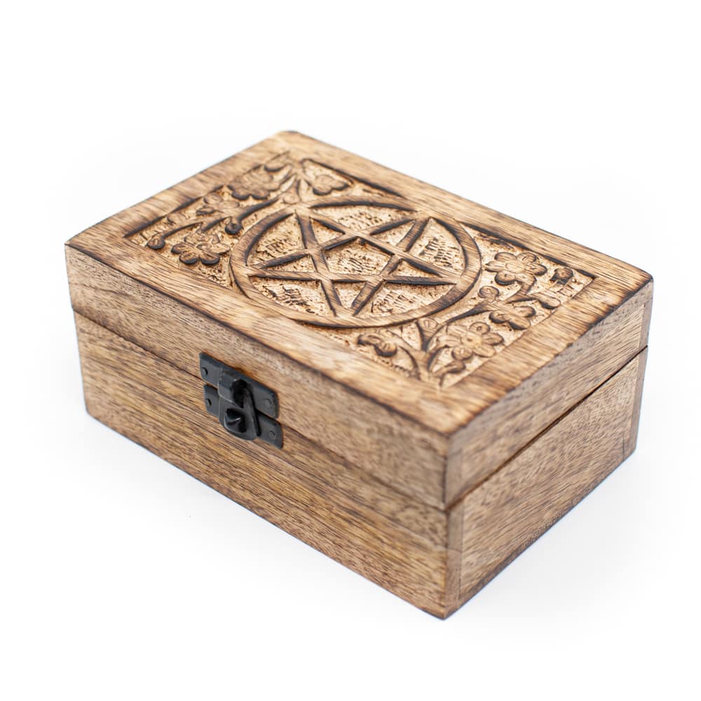 Aufbewahrungsbox Haltbares Holz-Pentagramm Handgefertigt (15 cm)