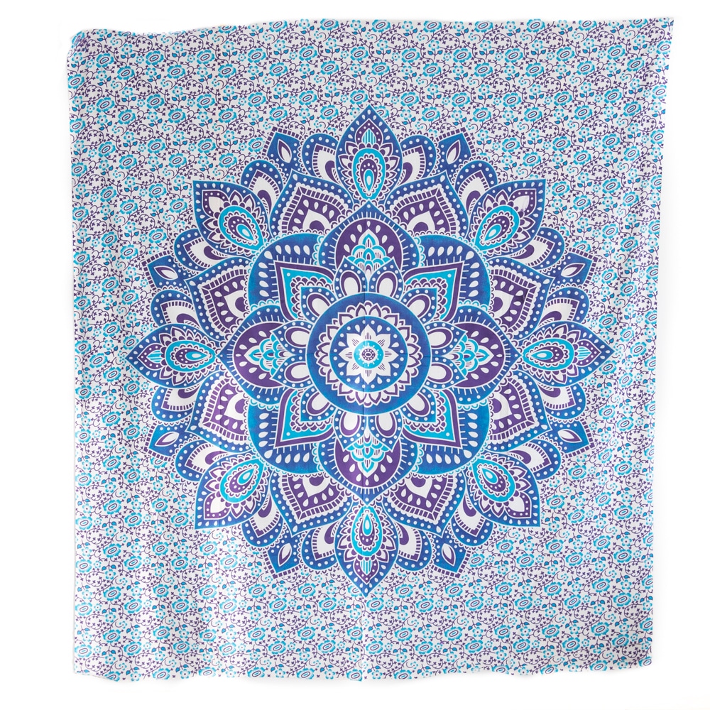 Authentisches Mandala Wandtuch Baumwolle Blau (240 x 210 cm)