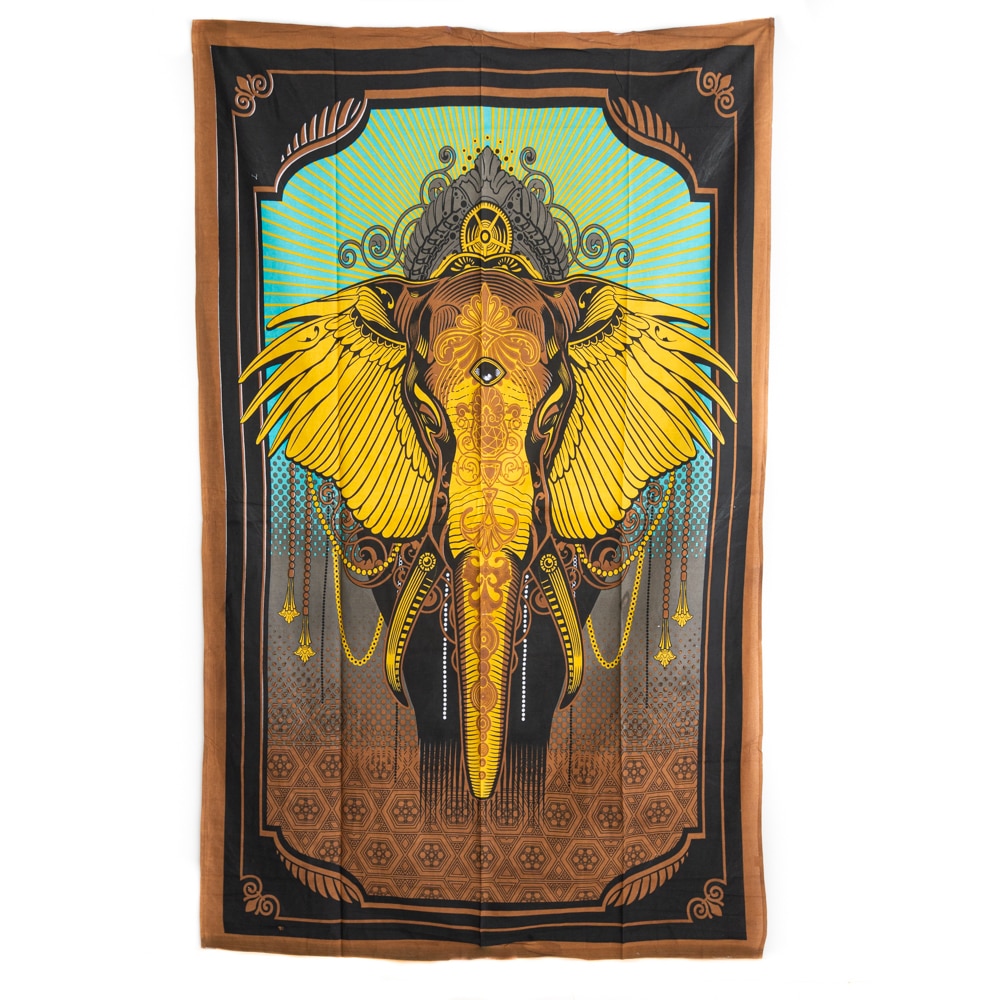 Authentisches Wandtuch Baumwolle Elefant (215 x 135 cm)