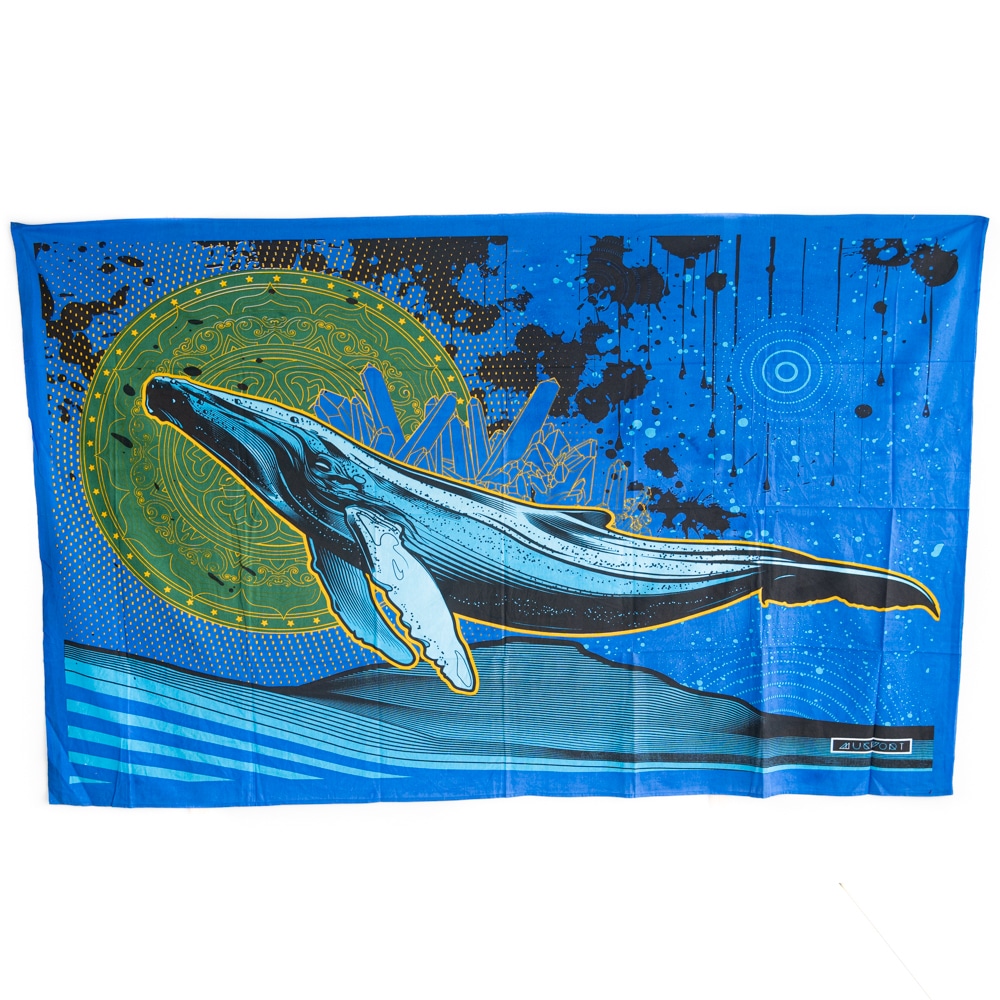 Authentisches Wandtuch Baumwolle Fliegender Wal (215 x 135 cm)