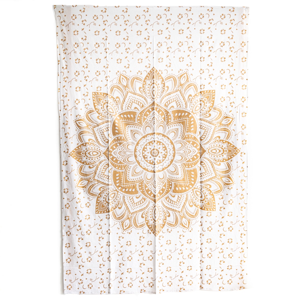 Authentisches Wandtuch Baumwolle mit Mandala Golden (200 x 135 cm)