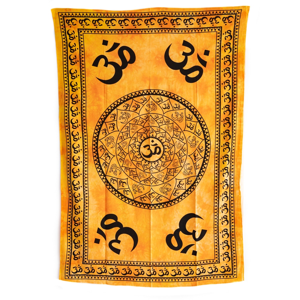 Authentisches Wandtuch Baumwolle OM Mandala Gelb (215 x 135 cm)