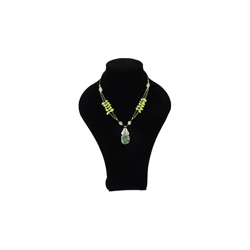 B-hmische Halskette Jade mit Anh-nger aus Stahl