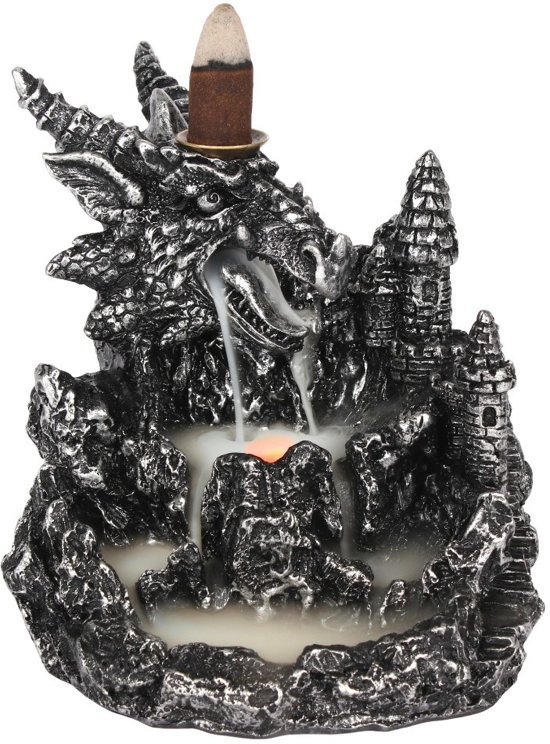 Backflow-Weihrauchbrenner Silver Dragon mit Beleuchtung