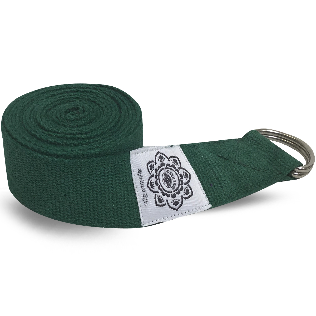 Baumwolle Yoga-G-rtel Gr-n mit D-Ring - 270 cm