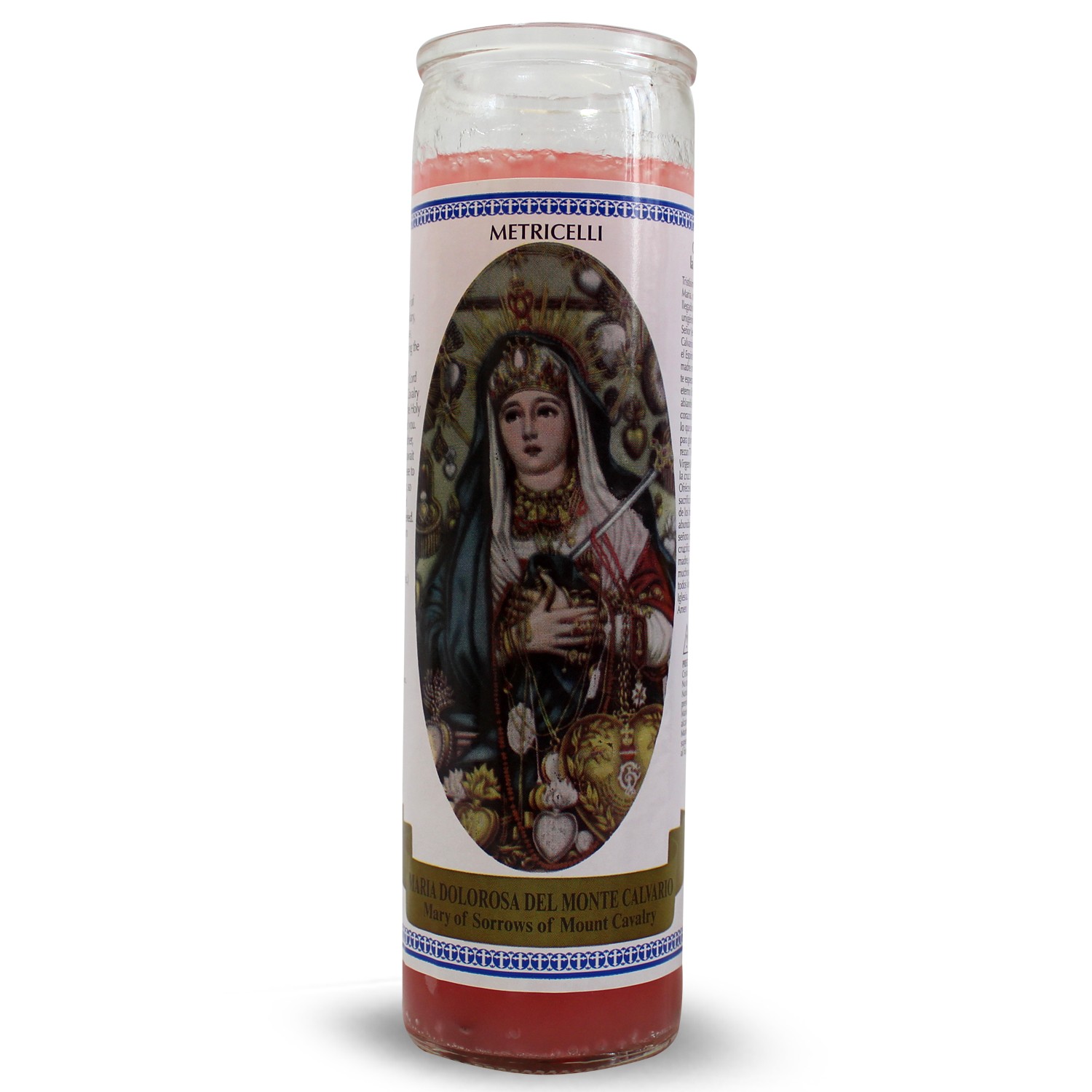 Bedruckte Kerze Maria der Schmerzen (Metricelli)