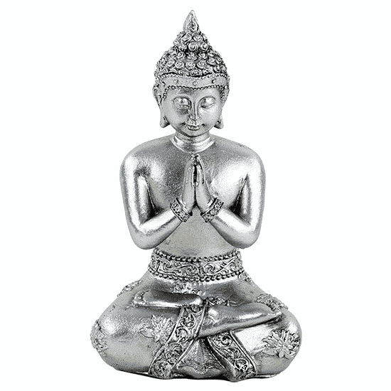 Betender Buddha silberfarbig Thailand (12 cm)