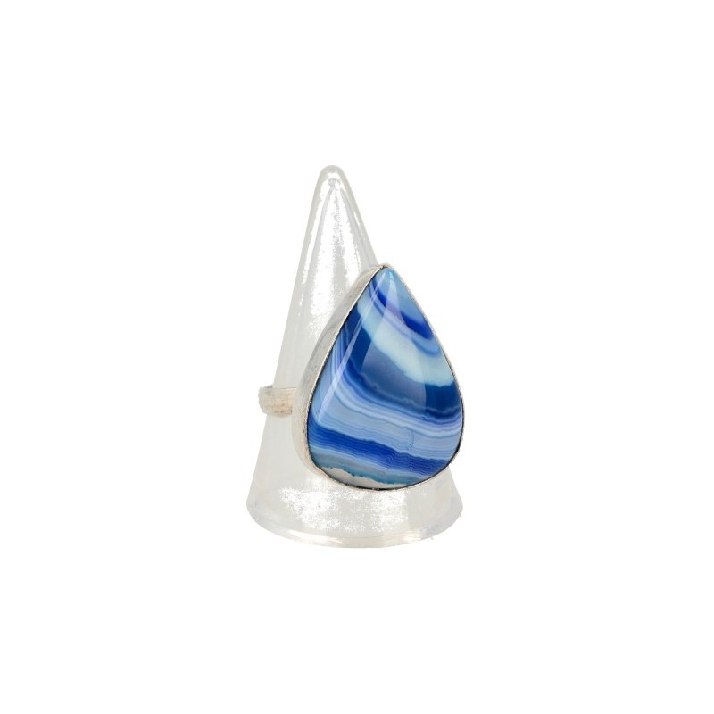 Blauer Achat verstellbarer Ring (farbig) unter Schmuck - Edelsteinringe - Verstellbare Ringe