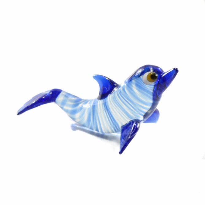 Blauer Delphin aus Glas (10 x 6 cm)