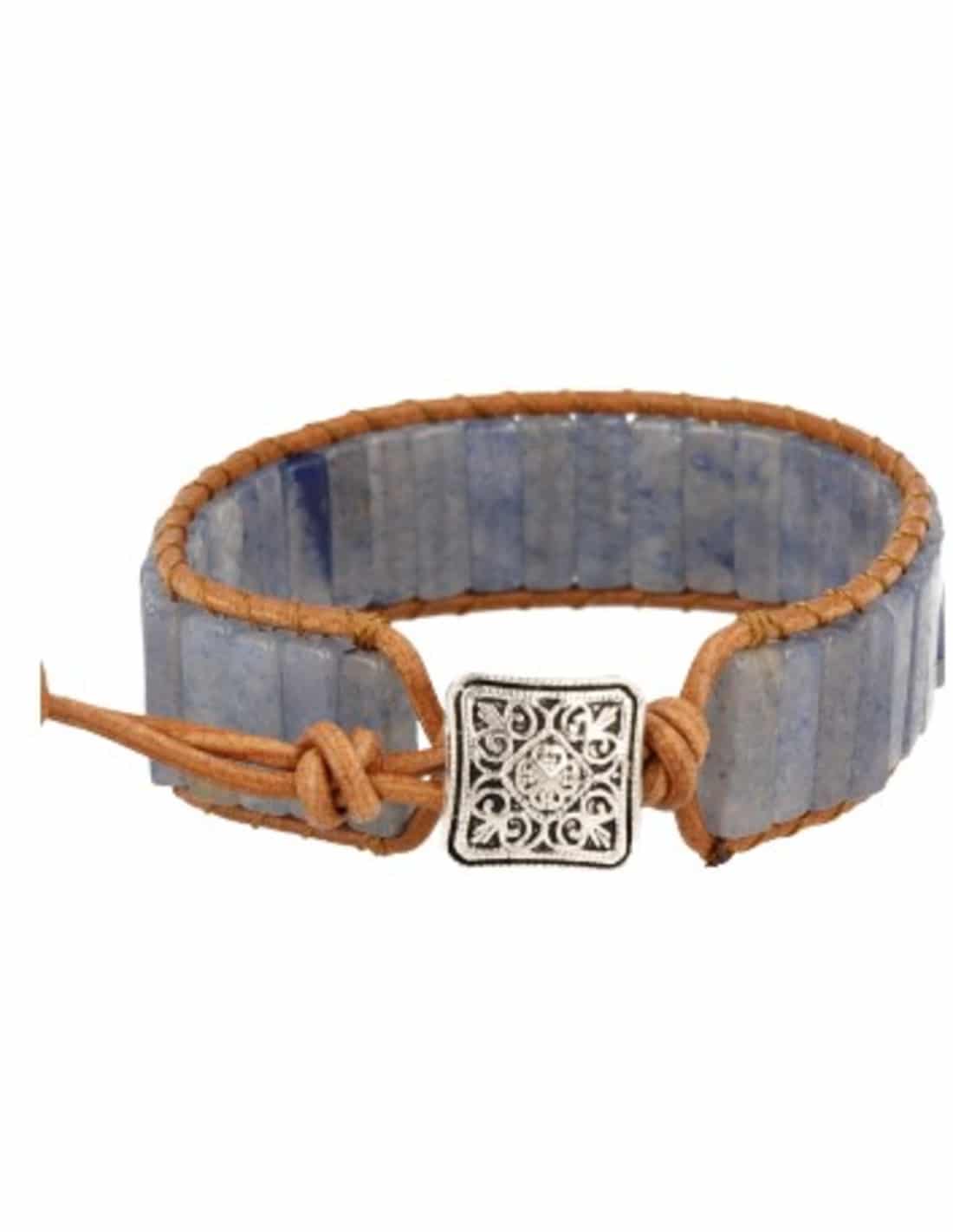 Blauquarz Lederarmband Gipsy-Stil