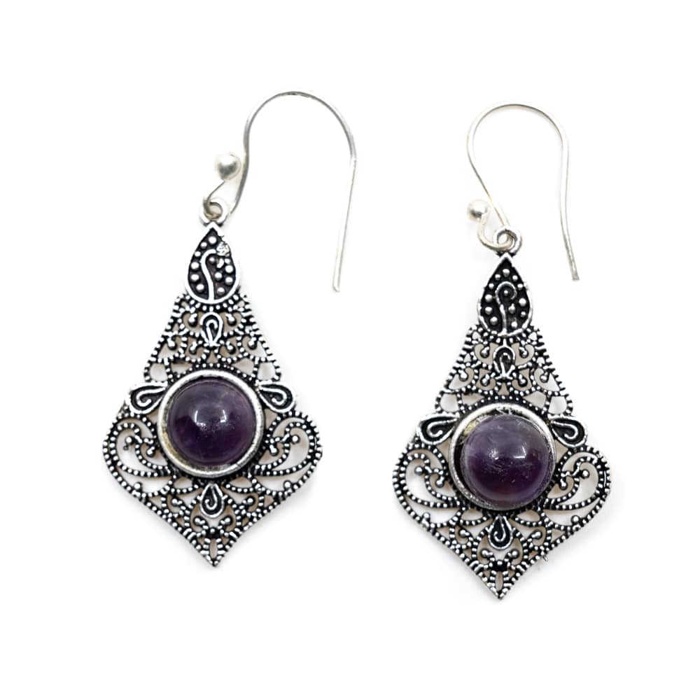 Boho Ohrringe Messing mit Amethyst