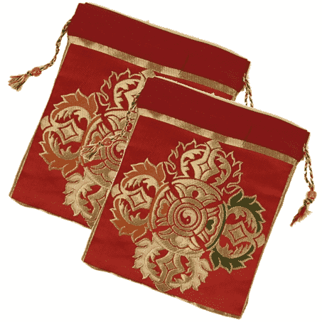 Brokat-Tasche Doppel-Dorje (rot)
