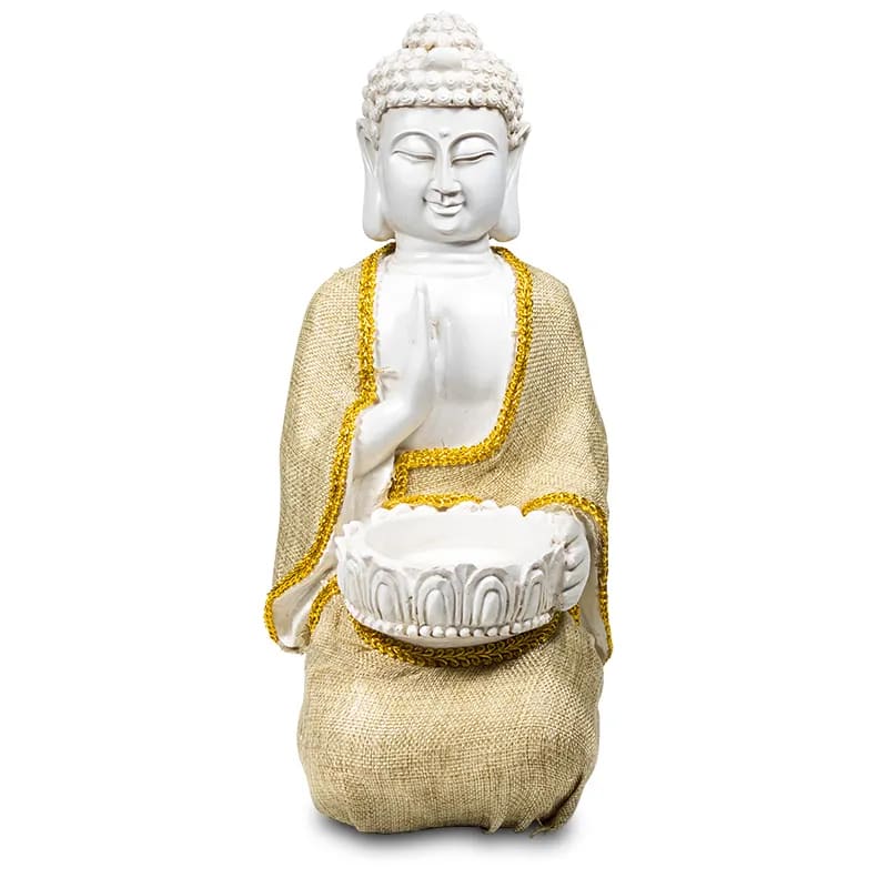 Buddha des Friedens mit Teelichthalter - 33 cm