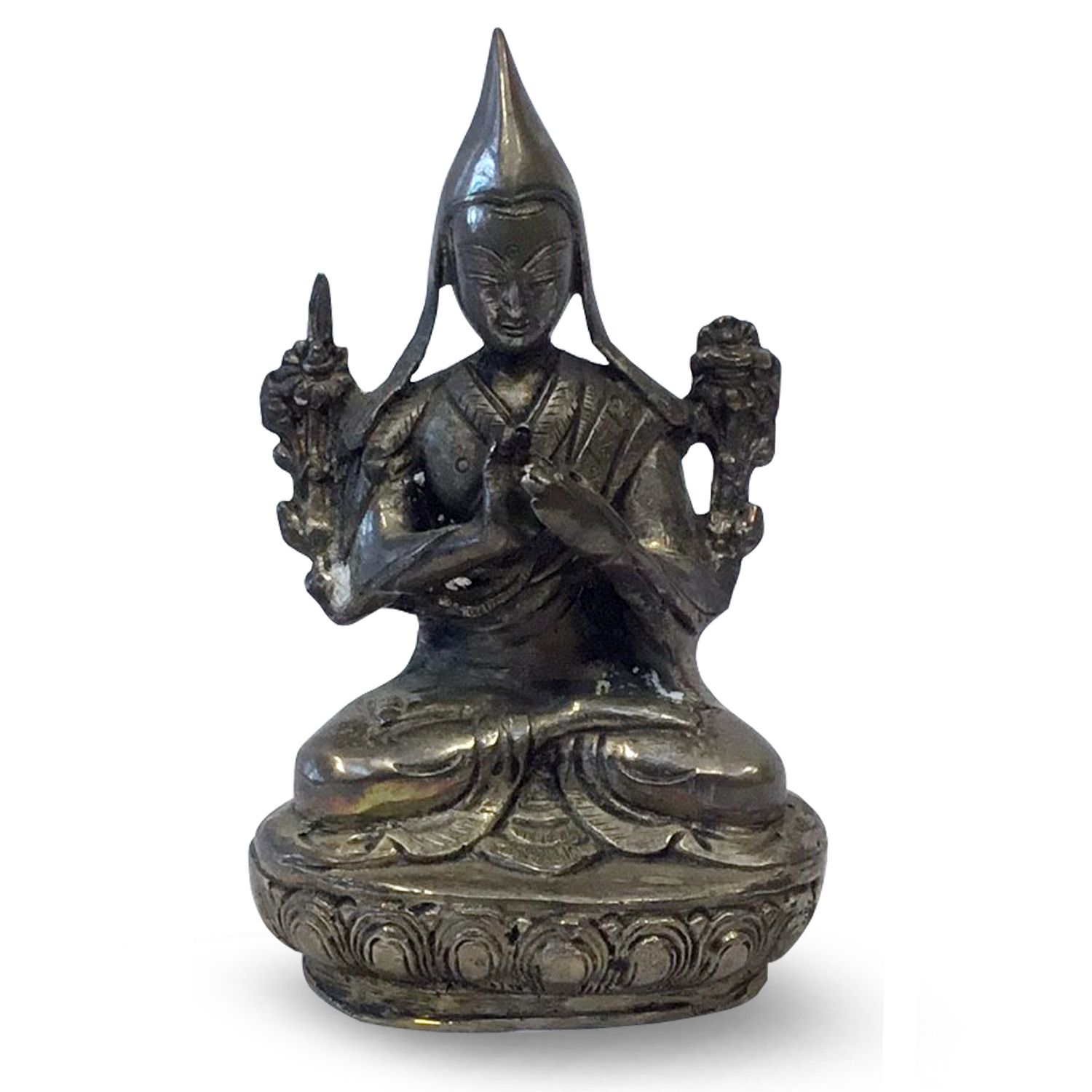 Buddha-Haube Silber - 16 cm unter Home & Living - Spirituelle Figuren - Buddha Figuren - Sitzender Buddha