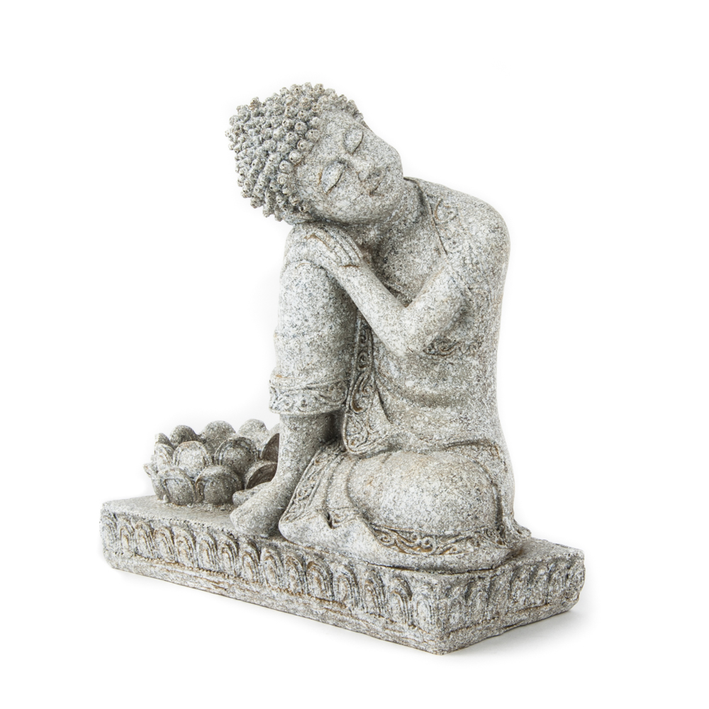 Buddha mit Kerzenhalter (steingrau- 17 cm)