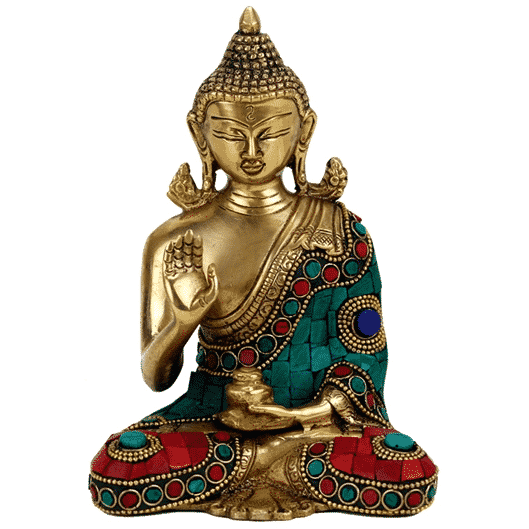 Buddha Mudra der Lehre mit Mosaikdekoration - 16 cm