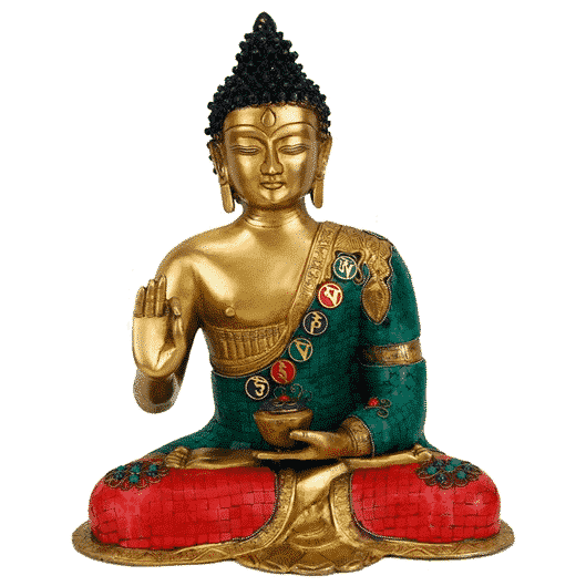 Buddha Mudra der Lehre mit Mosaikdekoration (43 cm)