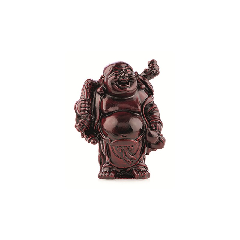 Buddha Rot mit Rucksack und Krug (9 cm)