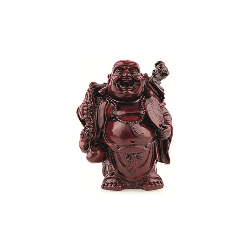 Buddha Rot mit Rucksack und Spiegel (9 cm)