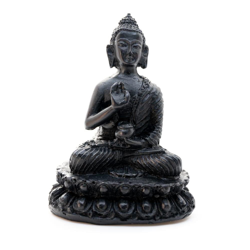 Buddha-Stein - Schwarz - Lehre (10 cm) unter Home & Living - Spirituelle Figuren - Buddha Figuren - Sitzender Buddha