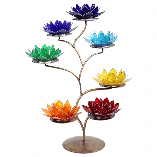 Chakra Lotus Display Metall + 21 Teelichthalter