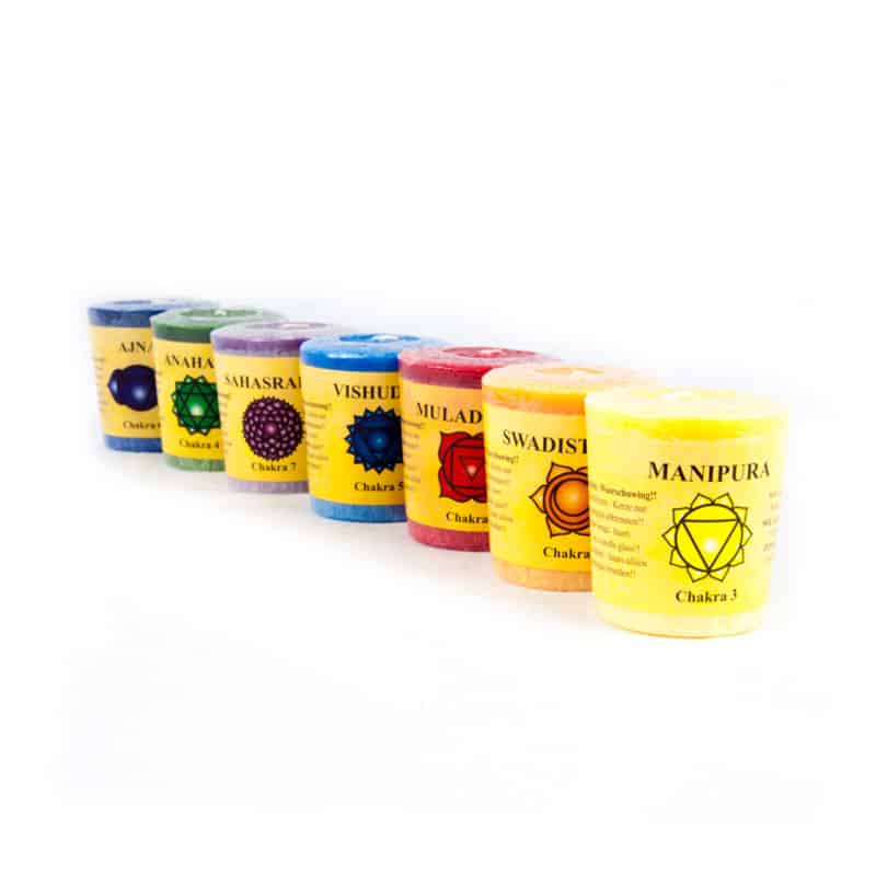 Chakra Votive Duftkerzen 7 x in Geschenkbox