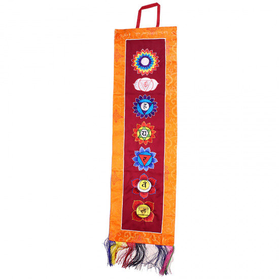 Chakra Wandbehang Stickarbeit mit Brokat