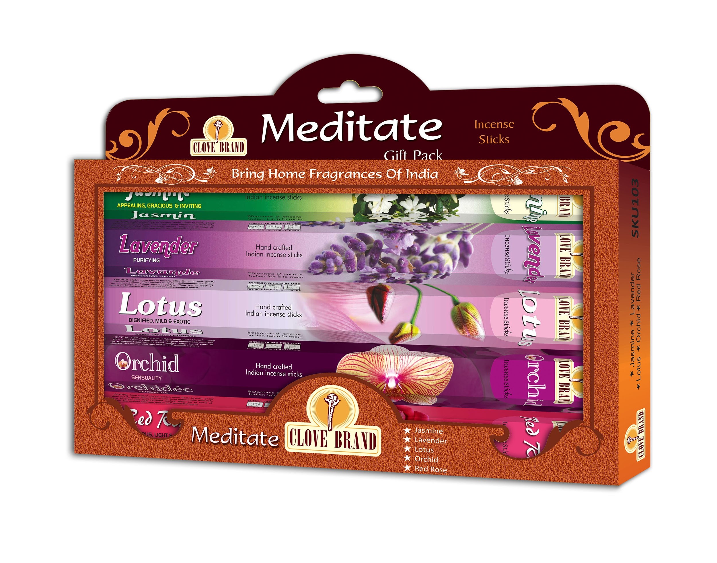 Clove Brand Weihrauch Geschenkset Meditation (5 Packungen mit 16 Sticks)