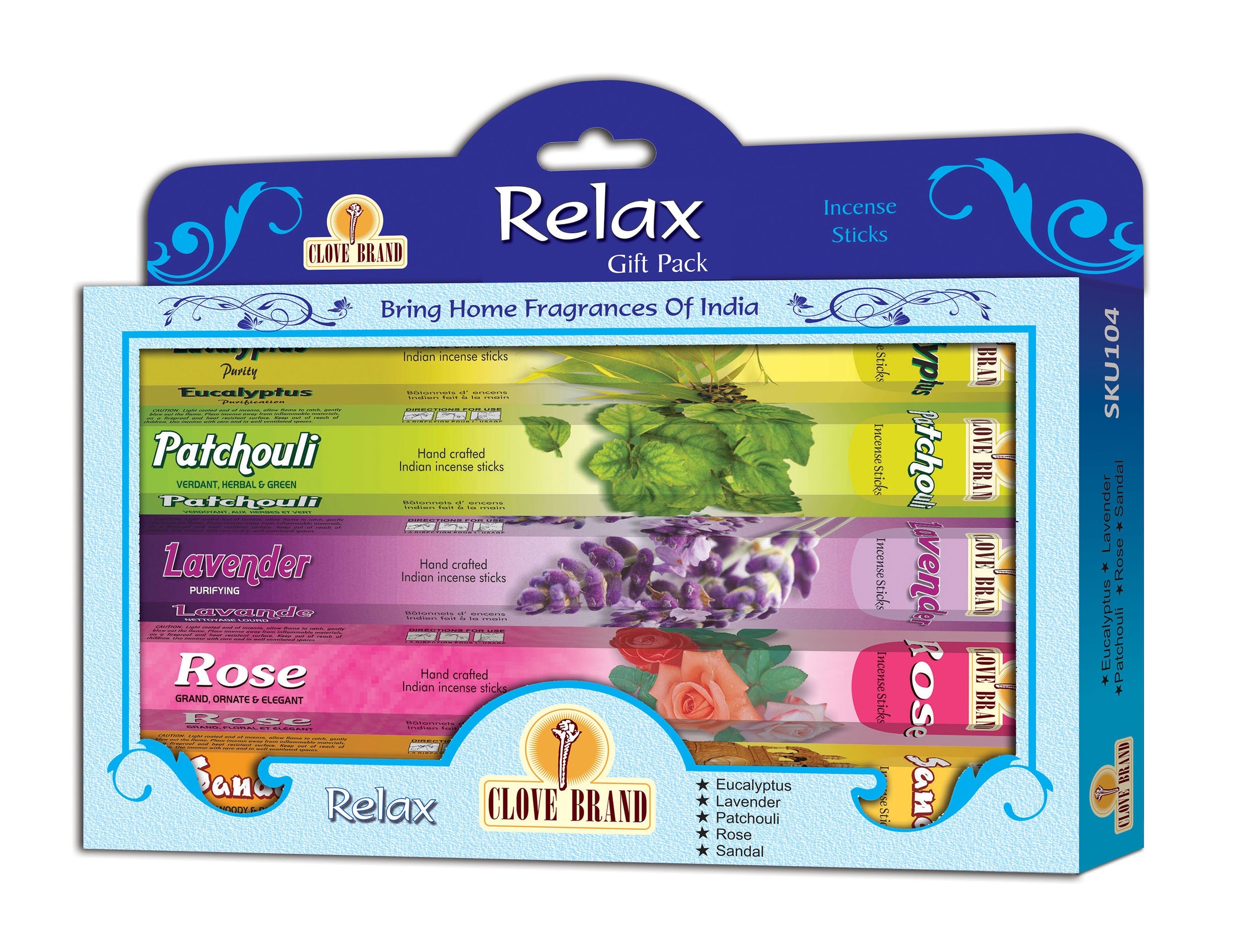 Clove Brand Weihrauch Geschenkset Relax (5 Packungen mit 16 Sticks)