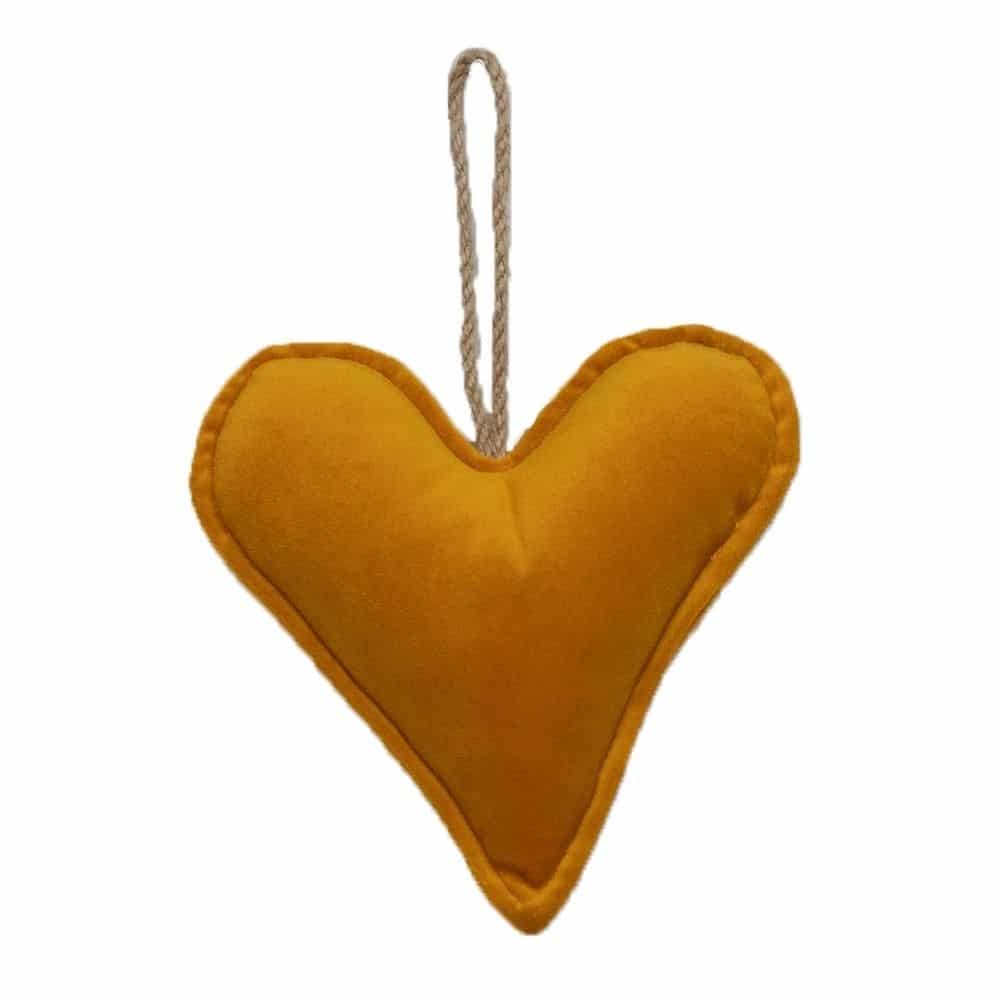 Dekorativer Samtanh-nger in Herzform Honigfarbe