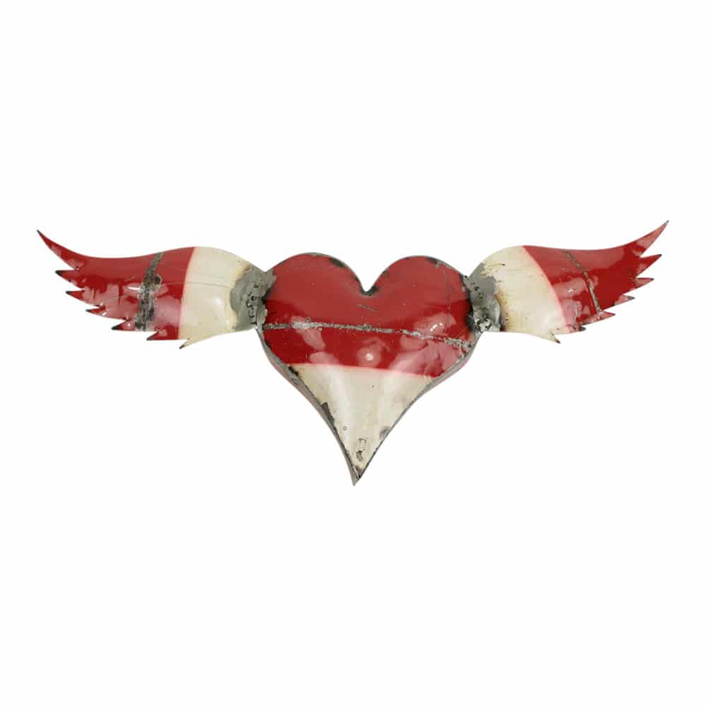 Dekoratives Herz aus recyceltem Metall Rot (47 x 17 cm)