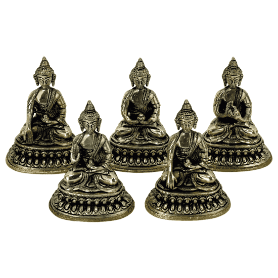 Dhyani Buddha Mini-Statuen Wei-metall - 10 cm (Set von 5)