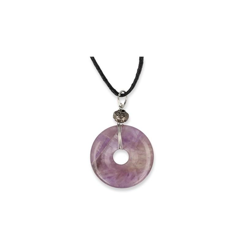 Donut Anh-nger Amethyst an Kordel (30 mm) unter Schmuck - Edelstein-Anh?nger - Donut Anh?nger