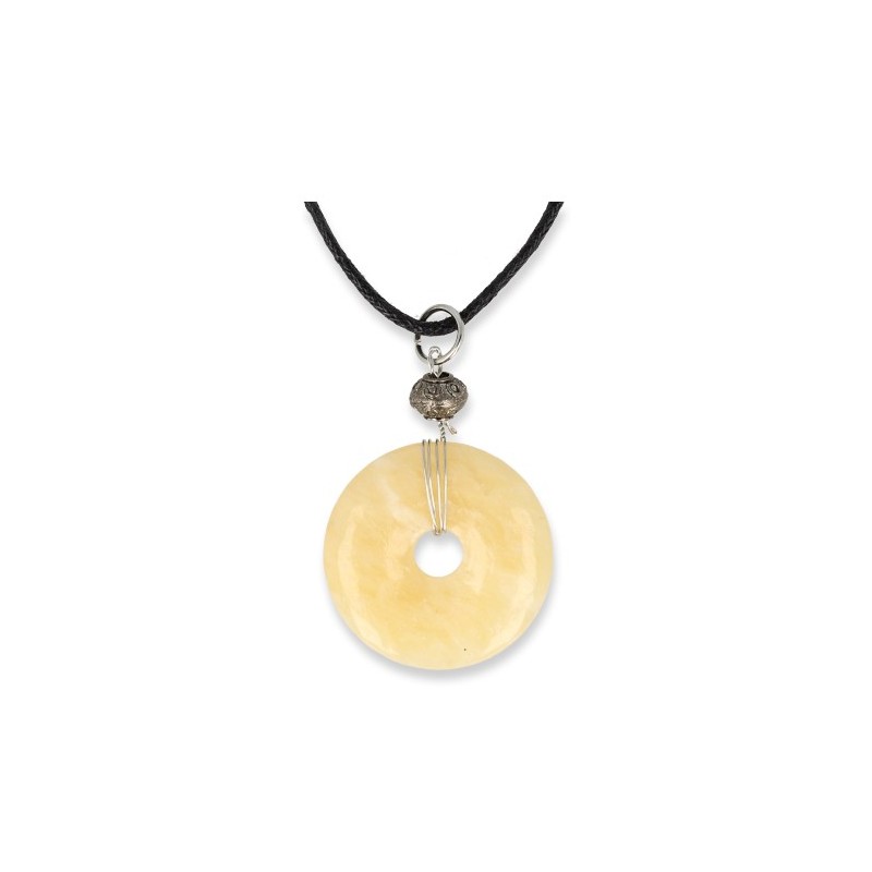 Donut Anh-nger Calcit gelb an Schnur (30 mm) unter Schmuck - Edelstein-Anh?nger - Donut Anh?nger