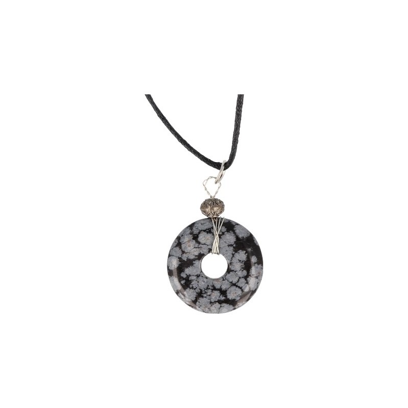 Donutanh-nger Obsidian Schneeflocke an Kordel (30 mm)