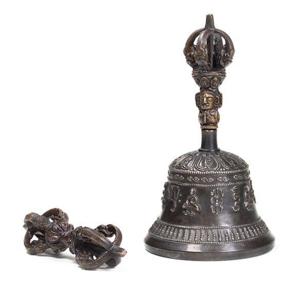 Dorje und Glocke Bronze mit Vajras h-chste Qualit-t