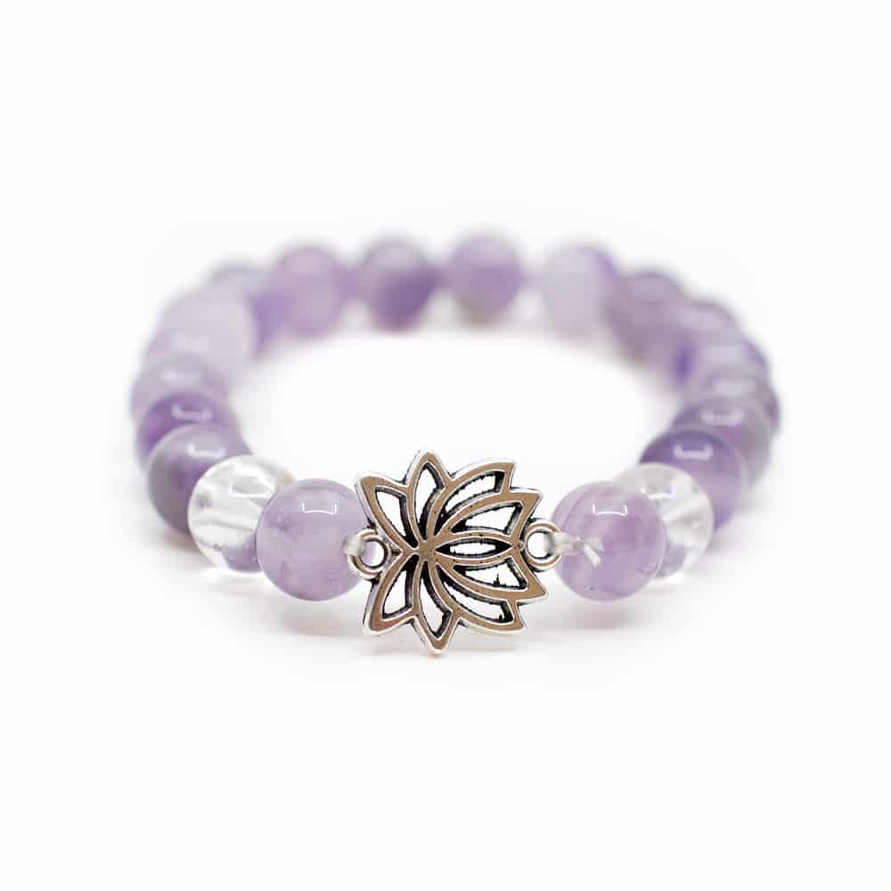 Edelstein Armband Amethyst-Bergkristall mit Lotus