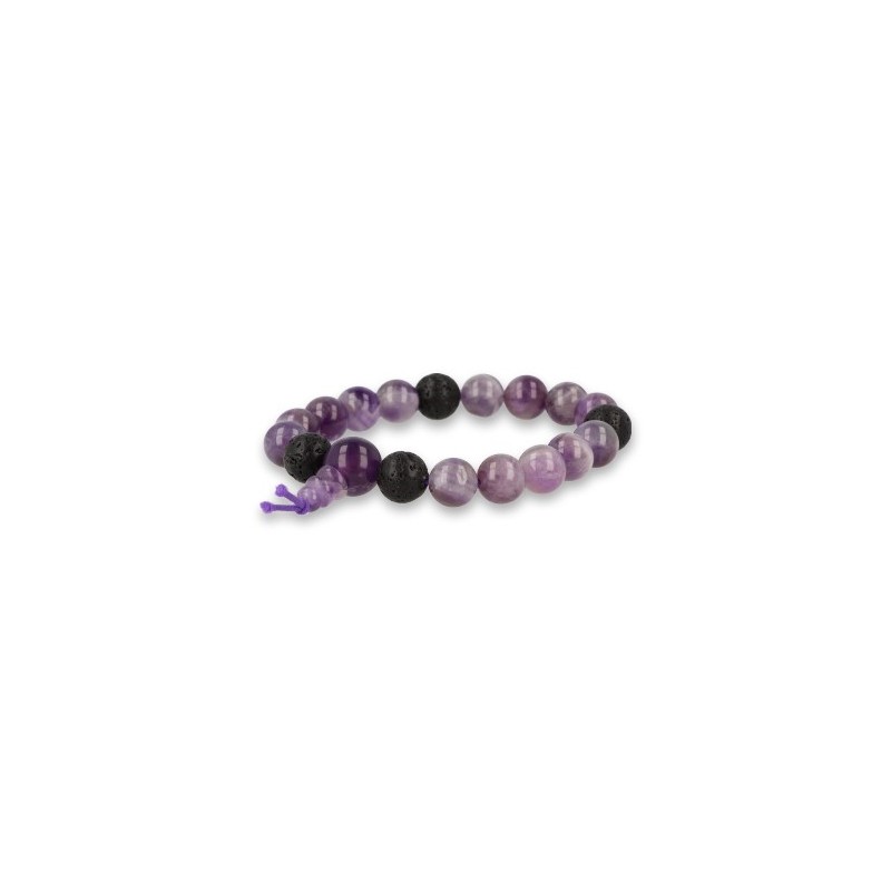 Edelstein-Armband Amethyst Powerbead mit Lavasteinen (21 cm)