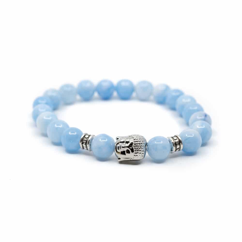 Edelstein Armband Blauer Achat mit Buddha